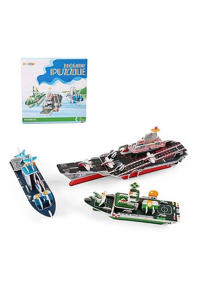 PROCART 3D puzzle with 3 aircraft carriers, multi-colored cardboard