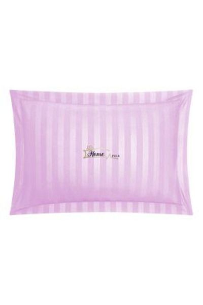 HomePuls Damask Cotton Pillowcase 100% with 1 cm stripe, 50 x 70 cm and 3.5 cm bordered hem, Lilac