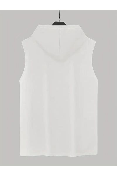 ACTIVE MODA Men's White Hooded Undershirt Cotton Sleeveless Sportsman T-Shirt 1886 Los Angeles