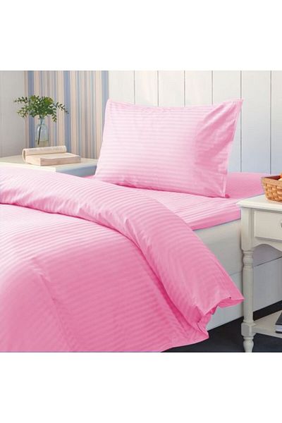 HomePuls Bed Linen with Elastic Sheet Damask Polycotton Stripe 1 cm, for Mattress 90 or 100 x 200 cm, Quilt C
