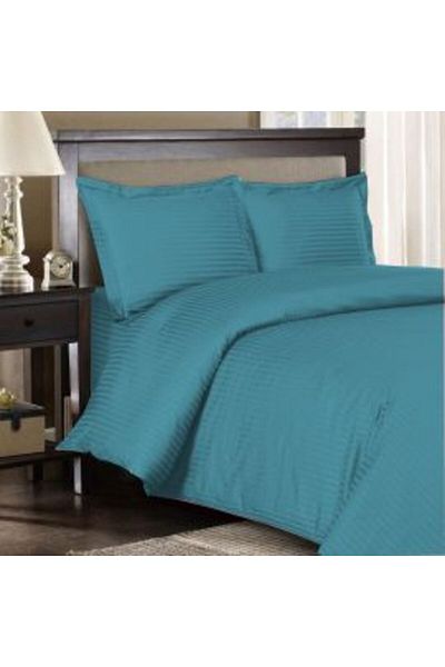 HomePuls King Size Bedding Damask Cotton 100% HoReCa Thick, Stripe 1cm, 4 Pieces, Sheet 220 x 240 cm, Duvet 2