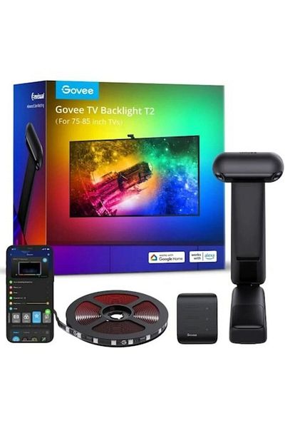 Govee Bandă LED inteligentă pentru televizor H605C Envisual TV Backlight T2 RGBIC, Wi-Fi+Bluetooth, cameră duală, 75-