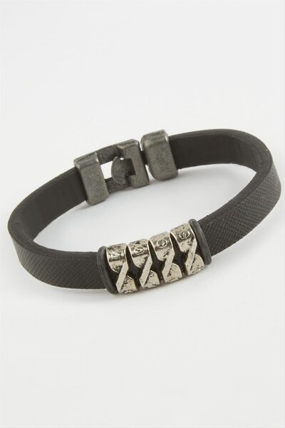 ZERO LAND سوار من الجلد الصناعي عالي الجودة من SPTRNS بأربعة صفوف (122903)-أسود