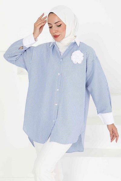 TOFİSA Rose Detailed Tunic Blue - 27434