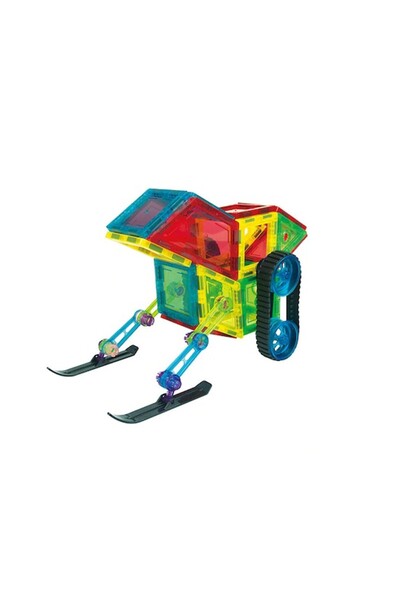 PROCART 3D magnetic construction set with LED lights, different shapes and colors, 130 pieces