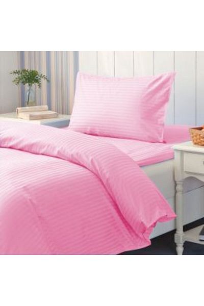 HomePuls Bed Linen Set with Elastic Sheet Damask Polycotton Stripes 1 cm, Mattress 80 x 200 cm, Duvet Cover 1