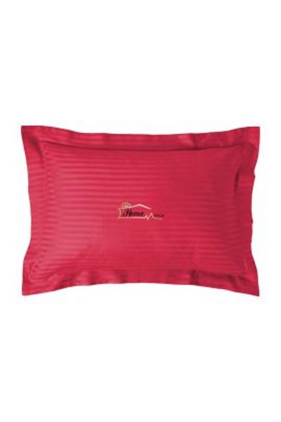 HomePuls Față de pernă Damasc policoton dungă 1 cm, 50 x 70 cm și tiv cu bordură 3.5 cm, Roșu Persan