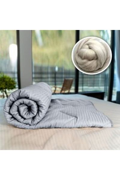 Ralex Quilted Wool Winter Duvet with Damask Cotton Cover 200 x 215 cm, Grey