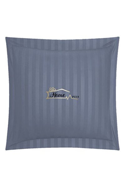 HomePuls Pillowcase Damask Cotton 100% Stripe 1 cm, 70 x 70 cm with Border Hem 3.5 cm, Anthracite Gray