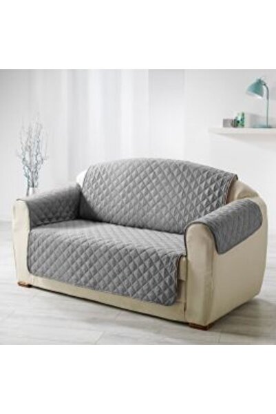 Ralex Husă de canapea matlasată reversibilă pentru 2 locuri, 130 x 205 cm, gri deschis