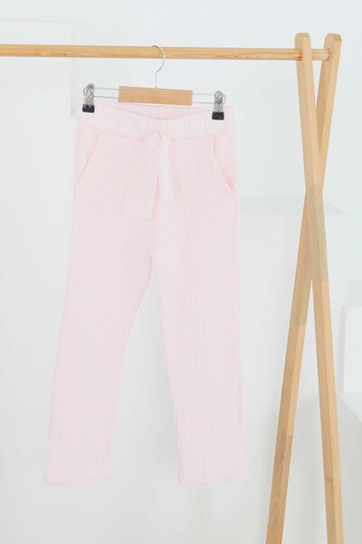 TOFİSA Κοριτσίστικο ροζ ριγέ παντελόνι τσέπης - 27450