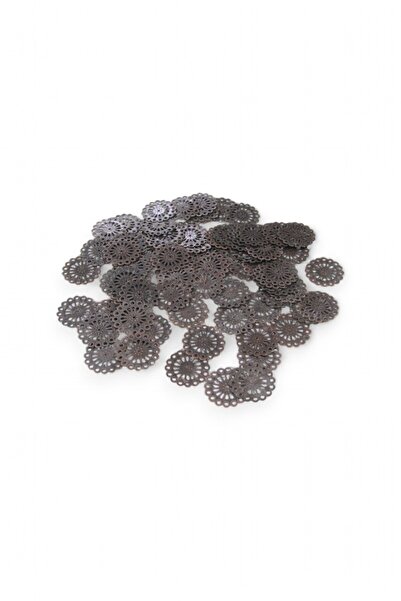 Serhat Aksesuar ve El İşçilik موديل شمس منقوش بالدانتيل مقاس 25 ملم معدن 10 قطع (أداة أقراط، طرف سوار، إكسسوار بروش)