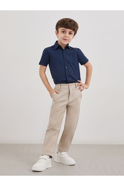Styli Boys Navy Blue Collared Shirt with Pocket