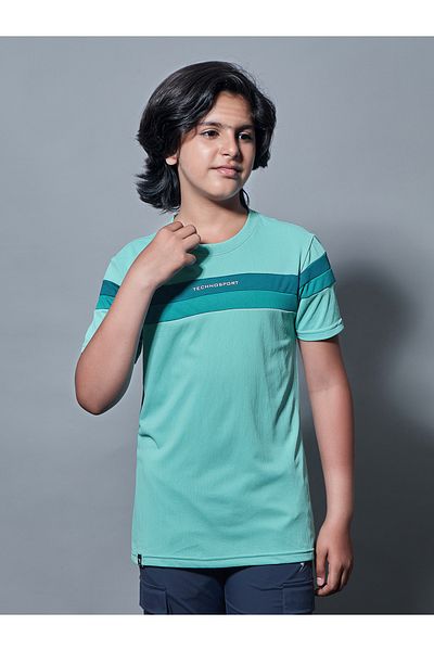 Technosport By Styli Contrast Panel Round Neck T-Shirt