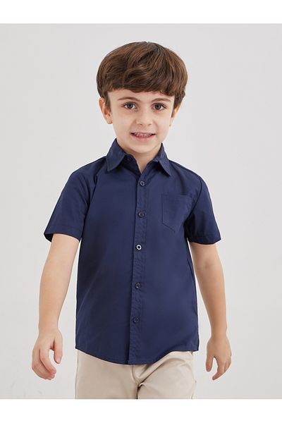 Styli Boys Navy Blue Collared Shirt with Pocket