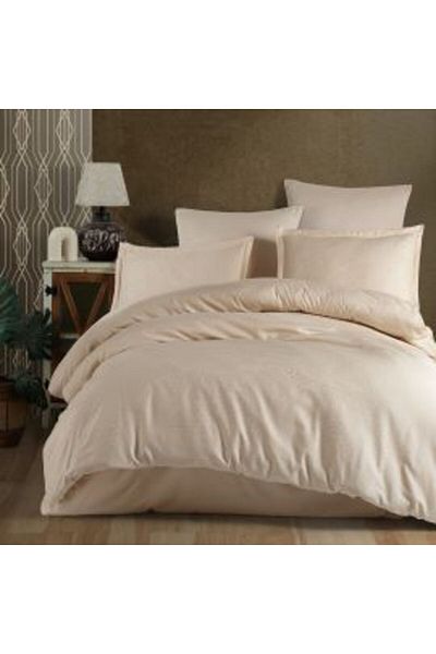 Clasy Double Bed Jacquard Bedding Set 6 Pieces, 100% Cotton, Clasy, Orange MANDARIN