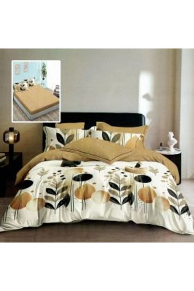 Ralex Double Bed Bedding Finet Cotton 6 Pieces with Mattress Cover 160 x 200 or 180 x 200 cm, Duvet Cover