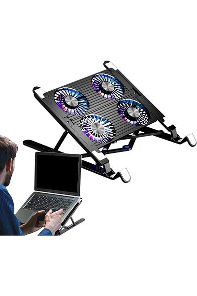 fulina Laptop Cooling Stand,with Four Cooler Fan and Quiet RGB LEDs,Height Adjustable,Universal Laptop