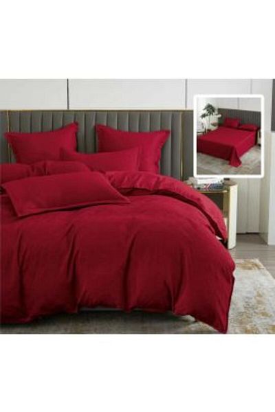 Ralex Double Bed Linen Set Finet Natur UNI Baroque 6 pcs, Red, Pucioasa