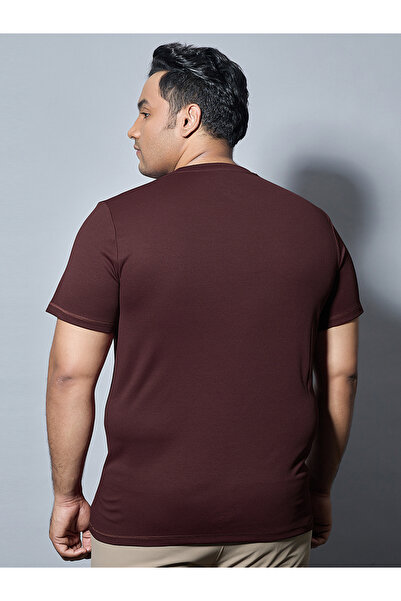 Technosport By Styli Plus Brown Solid Crew Neck Slim Fit T-Shirt