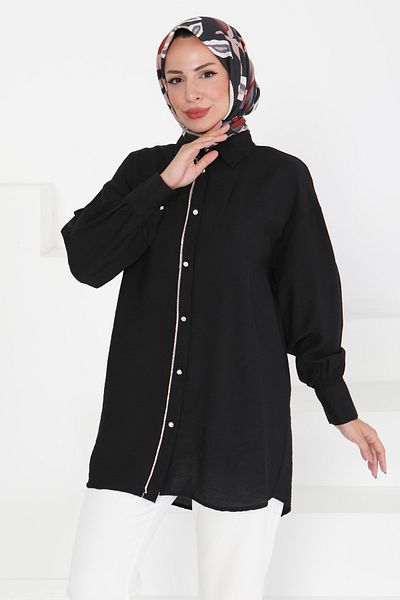 TOFİSA Stone Detailed Tunic Black - 27432