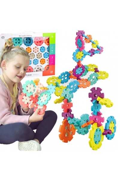 PROCART Snowflakes construction set, 120 elements of different sizes, multicolor