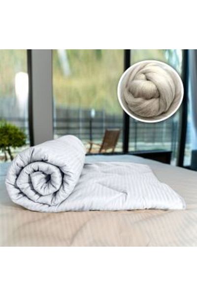 Ralex Quilted Wool Winter Duvet with 100% Cotton Damask Cover, 140 x 210 cm, White