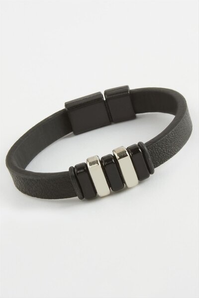 ZERO LAND سوار جلدي مغناطيسي من ديبوميكس - أسود