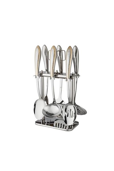 Generic 7-piece luxury gilded stainless steel serving spoons