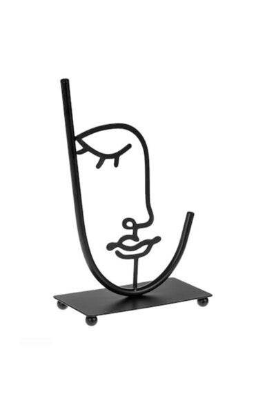 Dali Decoratiune din metal pentru birou sau noptiera, model abstract, 14x7x22.5cm, Negru