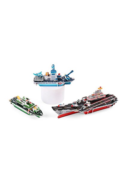 PROCART 3D puzzle with 3 aircraft carriers, multi-colored cardboard