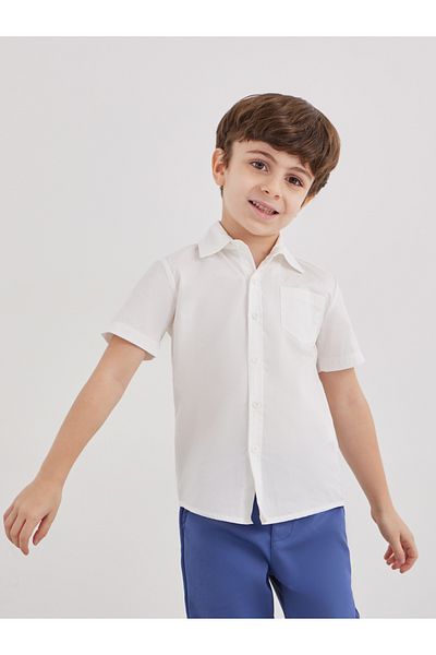 Styli Boys Off White Collared Shirt with Pocket