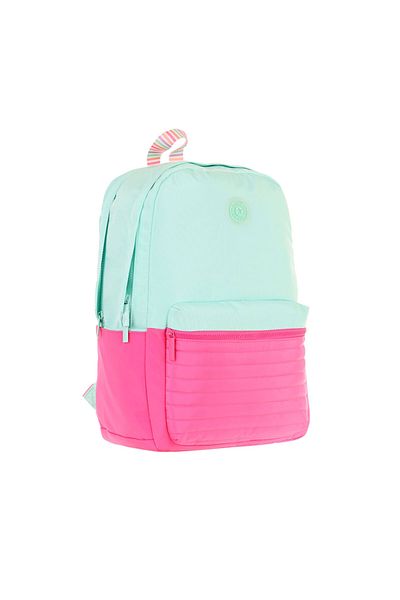 KAUKKO Rucsac de școală cu trei compartimente pentru fete, verde, roz, matlasat - K1790