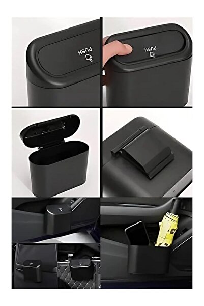 HEDİYE FİKRİ 2Pcs Set Car Trash Can In-Car Portable Organizer with Lid Garbage Bucket Push Lid Ko