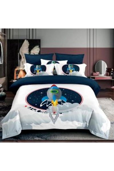 Ralex Economic Bedding Set for One Person Cotton Finet 3 Pieces 3D with Quilted Pillow 50 x 70 cm and Quil