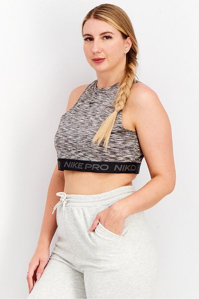 Nike Women Slim Fit Training Space Dye Cropped Top, Black
