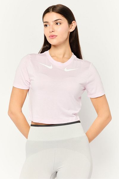 Nike Women Slim Fit Short Sleeve Training Swoosh T-Shirt, Pink