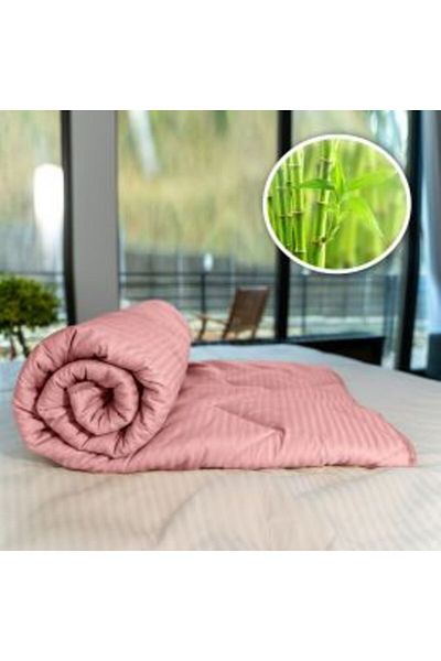 Ralex Quilted Bamboo Winter Comforter with 100% Cotton Damask Cover, Linear Design, 160 x 210 cm, Pink Pow