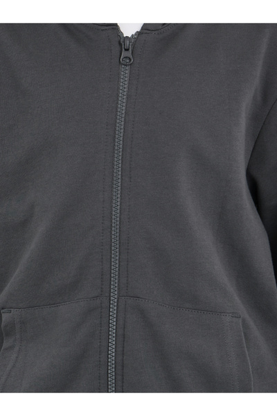Styli Charcoal Full Zip Hoodie with Pockets