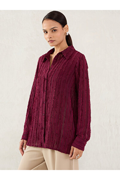 Femmella By Styli Textured Button Through Spread Collar Shirt