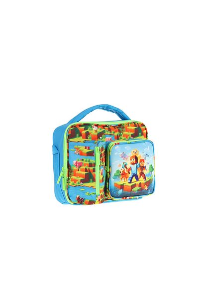 KAUKKO Bărbați, albastru, verde, model artizanal, termo cu trei compartimente (buzunar pentru sticlă) cutie de prânz școlară L7280