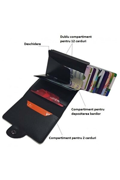 iUni P3 Double RFID Wallet, 16 cards, Dark Brown
