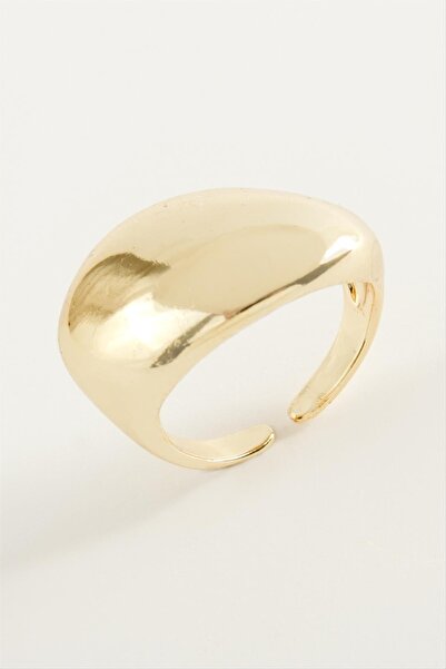 ZERO LAND خاتم معدني بيضاوي من ديبوميكس - أصفر