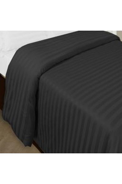HomePuls Cearsaf de Pilota Pat Dublu Damasc Policoton Dunga 1 cm, 160 x 220 cm, Negru