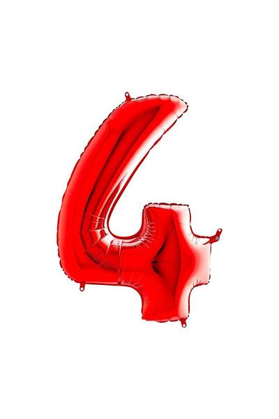 PRC Metallic red number foil balloon, height 35 cm, for birthday Model 4