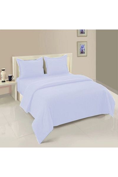 HomePuls Set lenjerie de pat cu cearșaf elastic Damasc Polybumbac dungă 1 cm, pentru saltea 180 x 200 cm, husă pilotă