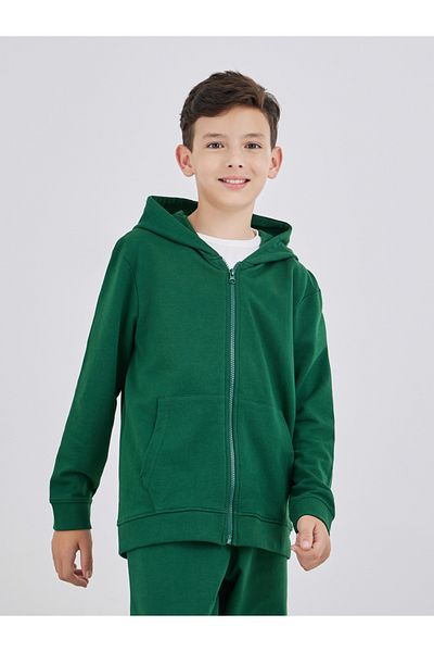 Styli Green Full Zip Hoodie with Pockets