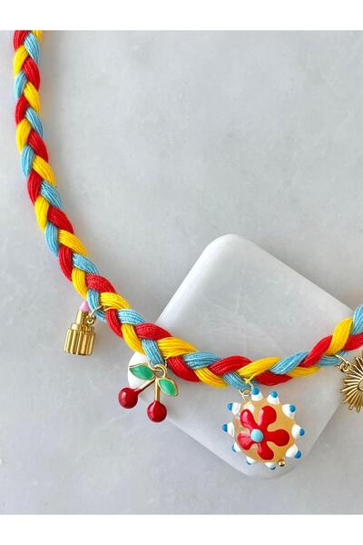 Seda Bijuteri قلادة من الفولاذ على شكل زهرة الكرز باللون البرتقالي من الذهب