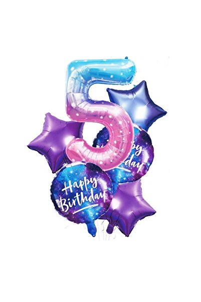 idei Aranjament baloane, set de 6 bucăți din folie, numărul 5, înălțime 100 cm