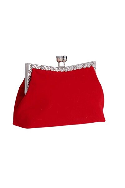 TopToday by C&S Gentuta Mica de Dama, Design Elegant, Material Catifelat, Strasuri Argintii, Tip Clutch, cu Lantisor